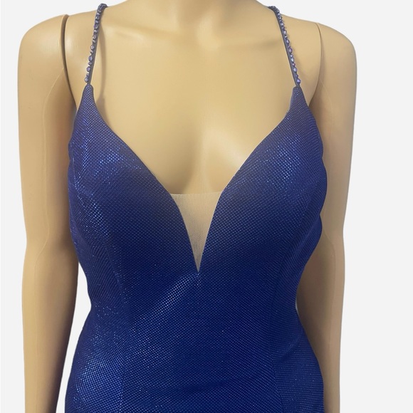 BOU BOU - METALLIC V NECK SLIT LONG GOWN - Picture 4 of 11